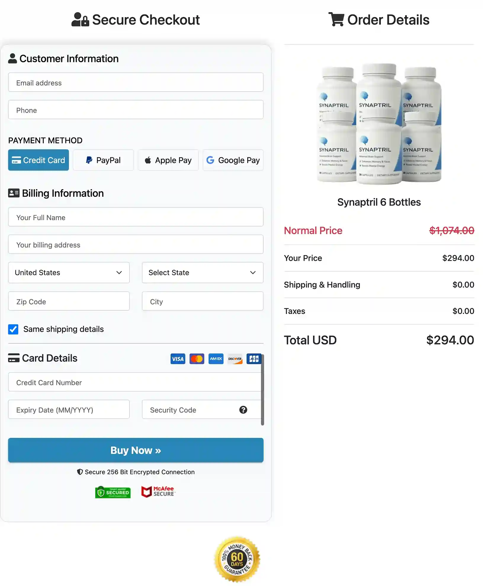Synaptril Secure Payment via BuyGoods - All Major Cards Accepted, Encrypted